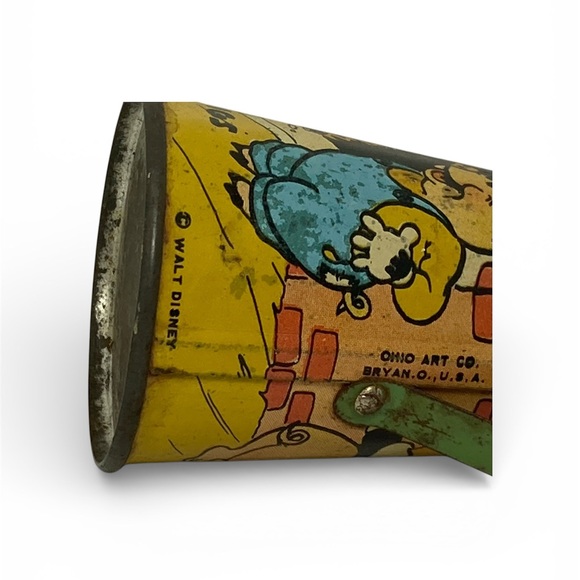 Vintage Disney Three Little Pigs Tin Mug Lithograph Cup - Picture 7 of 9